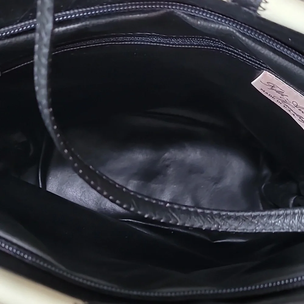 Fifth Avenue Handbags Black & White Pinwheel Squares Faux Leather Crossbody - Picture 12 of 12